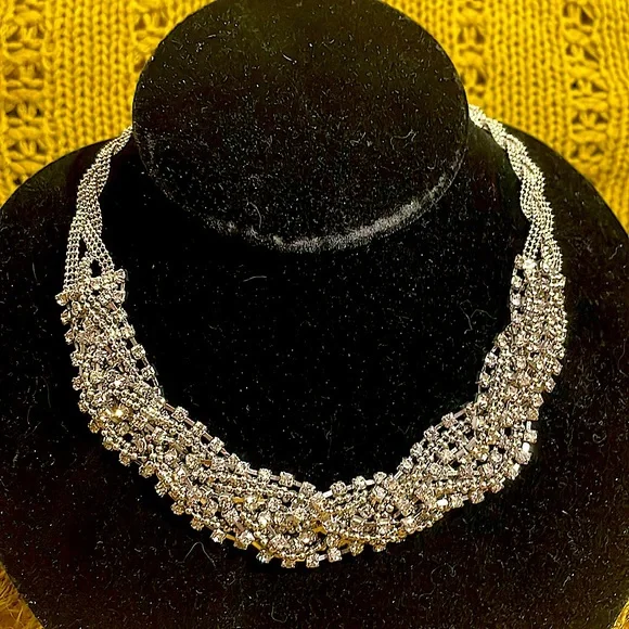 Necklace beaded silver rope chains and 3 rows cz diamonds, 18 “ long - Picture 3 of 6